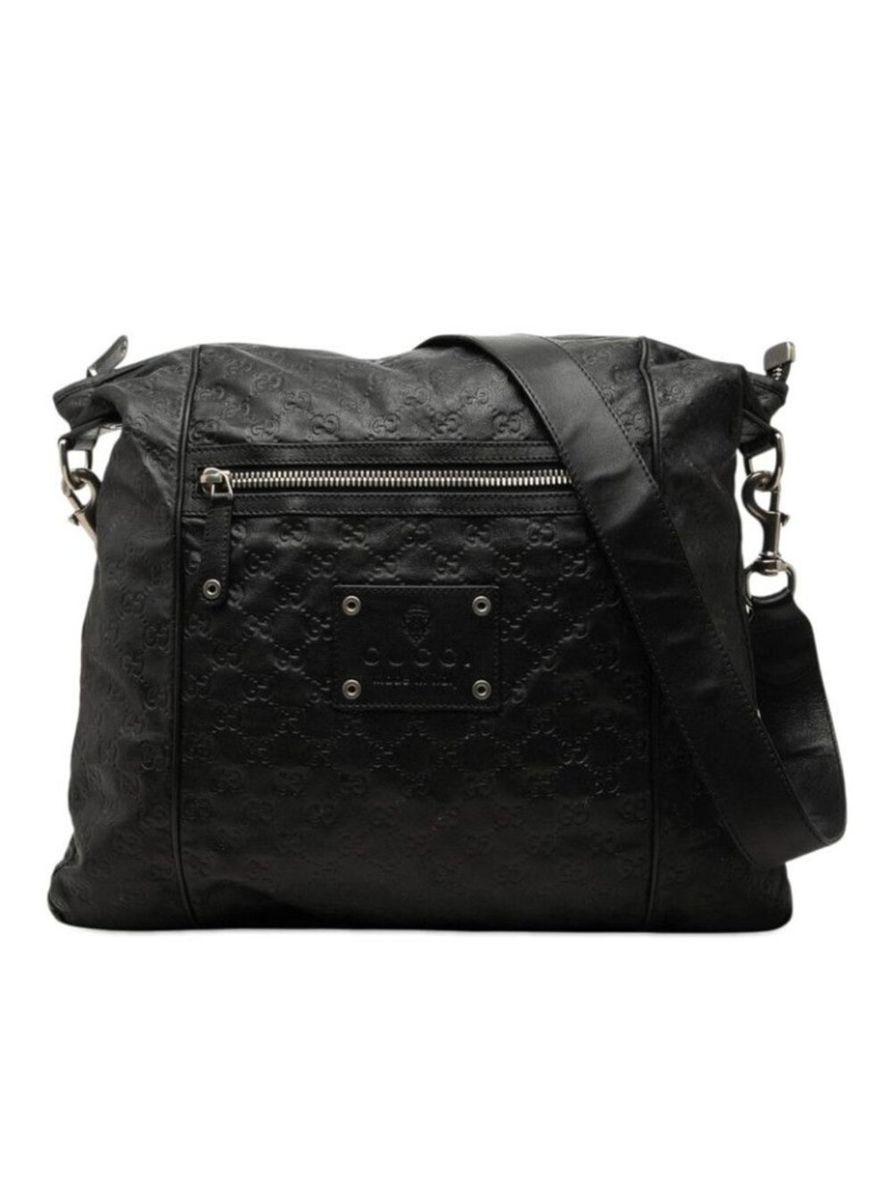 Gucci Guccissima Crossbody Shoulder Bag Black Leather
